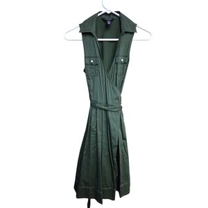 White House Black Market Green Sleeveless Wrap Dress